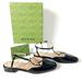 Gucci Shoes | Gucci Marmont Double G Patent Leather T Strap Ballerina Flat Sandals Shoes Sz 37 | Color: Black | Size: 6.5