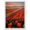 Red Tulip Fields Of Holland Netherlands Modern Oil Artwork Framed Wall Art Print A4