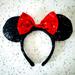 Disney Accessories | Disney Minni Ear Headband -Minni Mouse Sequin Bow | Color: Black/Red | Size: Os