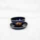 Limoges Castel tea cup saucer without handle set vintage bone china cobalt blue gold 24k small cup saucer mini tea cup saucer rare