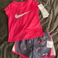 Nike Matching Sets | Nike Girls Short Set Size 6 Nwt | Color: Gray/Pink | Size: 6g