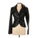Lorenz Leather Faux Leather Jacket: Short Black Print Jackets & Outerwear - Women's Size 46