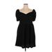 H&M Casual Dress - Mini V-Neck Short sleeves: Black Print Dresses - New - Women's Size X-Large