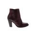 FRYE Ankle Boots: Burgundy Solid Shoes - Women's Size 8 1/2 - Round Toe