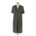 Tahari Casual Dress - Shift Collared Short sleeves: Gray Print Dresses - Women's Size Large
