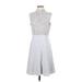 TAILORED by Rebecca Taylor Casual Dress - A-Line High Neck Sleeveless: Gray Solid Dresses - Women's Size 4