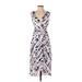 White House Black Market Casual Dress - Wrap: White Floral Motif Dresses - Women's Size 00