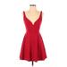 Kimchi Blue Casual Dress - A-Line V-Neck Sleeveless: Red Print Dresses - Women's Size Small