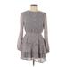 Pink Lily Casual Dress - Mini High Neck Long sleeves: Gray Dresses - Women's Size Large