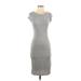 Velvet Torch Casual Dress - Bodycon: Gray Solid Dresses - Women's Size Small