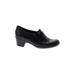 Clarks Heels: Slip-on Chunky Heel Casual Black Solid Shoes - Women's Size 7 1/2 - Round Toe