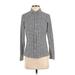 J. McLaughlin Long Sleeve Button Down Shirt: Gray Tweed Tops - Women's Size Small