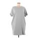 Very J Casual Dress - Mini Scoop Neck Short sleeves: Gray Marled Dresses - Women's Size Medium