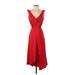 French Connection Cocktail Dress - A-Line V Neck Sleeveless: Red Solid Dresses - Women's Size 2X-Small