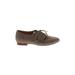 Billy Ella Flats: Oxford Stacked Heel Casual Brown Solid Shoes - Women's Size 8 - Almond Toe