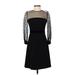 Milly Cocktail Dress - A-Line Crew Neck 3/4 sleeves: Black Dresses - Women's Size 0