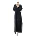 MICHAEL Michael Kors Casual Dress V Neck Short sleeves: Black Solid Dresses - Women's Size Medium