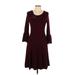 Liz Claiborne Career Casual Dress - Midi: Burgundy Dresses - Women's Size Large