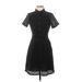 Banana Republic Factory Store Casual Dress - Shirtdress High Neck Short sleeves: Black Solid Dresses - Women's Size 4 Petite