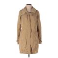 Calvin Klein Coat: Mid-Length Tan Print Jackets & Outerwear - Women's Size Small