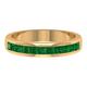 Rosec Jewels 0.75 CT Emerald Half Eternity Ring, Princess Cut Emerald Gold Ring for Women, Channel Set Emerald Gold Semi Eternity Ring, Yellow Gold, Size:Z