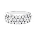 Rosec Jewels Diamond 3 Row Wedding Band Ring, Wide Stackable Gemstone Cluster Ring, HI-SI Quality, White Gold, Size:Z