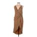 ASOS Cocktail Dress - Wrap V Neck Sleeveless: Tan Dresses - Women's Size 6