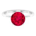 Rosec Jewels 2.75 CT Lab Created Ruby Ring, Created Ruby Solitaire Ring, Created Ruby Gold Ring for Women (9 MM Round Cut Lab Created Ruby), White Gold, Size:H1/2