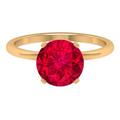 Rosec Jewels 2.75 CT Lab Created Ruby Ring, Created Ruby Solitaire Ring, Created Ruby Gold Ring for Women (9 MM Round Cut Lab Created Ruby), Yellow Gold, Size:T1/2