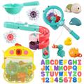 HOMNIVE Baby Bath Toy, 70pcs Wall Sucking Bath Slide Toy Set with 36 Foam Bath Letter & Number, Fishing Games, Water Pool Toy & Storage Bag, Shower Toys Birthday Gift for Boys Girls