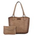 Wrangler Tote Bag for Women Western Studded Purse and Wallet Set, Retro Khaki, L