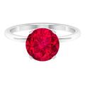 Rosec Jewels 2.75 CT Lab Created Ruby Ring, Created Ruby Solitaire Ring, Created Ruby Gold Ring for Women (9 MM Round Cut Lab Created Ruby), White Gold, Size:U1/2