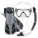 Mask Fins Snorkel Set with Adults Snorkeling Gear, Panoramic View Diving Mask + Adjustable Swimming Flippers+ Dry Snorkel Tube for Snorkeling Swimming Scuba Diving Traini