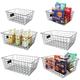 6 Pack Deep Freezer Organizer Bins Stackable Wire Basket for Organizing Black Metal Wire Storage Baskets for Pantry, Freezer baskets for Chest Freezer, Upright Freezer (2 Small, 2 Medium, 2 Large)