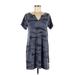 Cable & Gauge Casual Dress - Shift V-Neck Short sleeves: Gray Camo Dresses - Women's Size Medium
