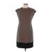 Evan Picone Casual Dress - Sheath Mock Short sleeves: Brown Polka Dots Dresses - Women's Size 10 Petite