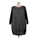 Lane Bryant Casual Dress - Mini Scoop Neck 3/4 sleeves: Gray Marled Dresses - Women's Size 26 Plus