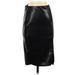 Faux Leather Midi Skirt Calf Length: Black Print Bottoms - Women's Size Small