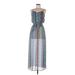 Fire Los Angeles Casual Dress - Maxi: Blue Print Dresses - Women's Size Medium