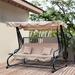 3-Seat Outdoor Swing Bed with Canopy, Porch Patio Canopy Swing Bench Hammocks with Removable Cushion and Pillows