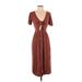 Mimi Chica Casual Dress - Midi: Brown Print Dresses - Women's Size Small