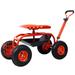 CUSchoice Swivel Seat Garden Cart with Wheels and Tool Tray - 17.7*42.5*22.4 INCH（W*L*H）