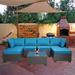 7-Piece PE Rattan Patio Furniture Sets Cushioned Sofa Sets w/Table