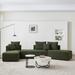 3pc Chaise Lounge Sets, Curved Green Sherpa Upholstered Sectional Sofa