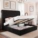 Queen Lift Up Storage Bed, Upholstered Sleigh Platform Bed Frame/Deep Button Tuft Headboard/Hydraulic Storage/Easy Assembly