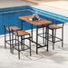 Costway 5 PCS Acacia Wood Bar Table Set Outdoor Bar Height Table &