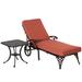 Red Foldable Lounge Chair with Wheels, Aluminum Side Table (Set of 2)