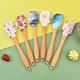 1Pcs Silicone Cream Baking Scraper with Long Wooden Handle Kitchen Non-stick Spatula Pastry Blenders