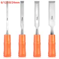 4Pcs Wood Carving Chisel Set Carbon Steel Woodworking Tool 6/12/18/24mm Carpentry Flat Chisels