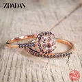 ZDADAN 925 Sterling Silver Rose Gold Topaz Rings For Women Fashion Charm Gift Wedding Jewelry